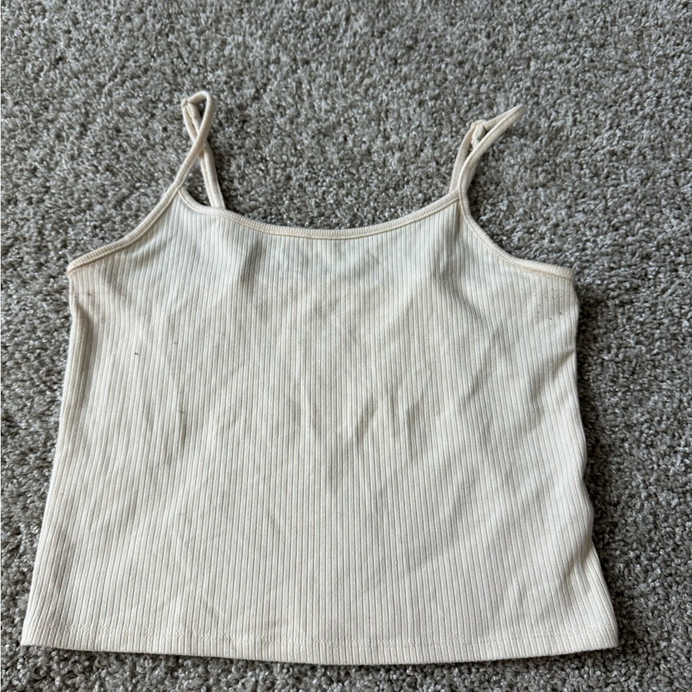 American Eagle Outfitters Cream Ribbed Camisole